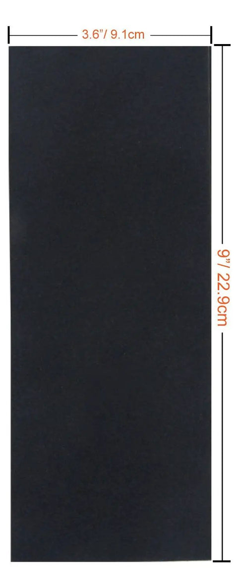 Auto Body Sanding Kit With 28 Pcs Wet Dry Sandpaper Pack, Grit Range 120 To 3000, 9 By 3.6 Inch Sheets, dimensions shown