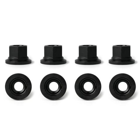 Road Ready Swivel Flange Trailer Lug Nuts 5/8 Inch 18 Thread Grade 8 Black Oxide Finish Fits 7k To 12k Axles Heavy Duty Wheel Fasteners 8 Pack, close-up view.