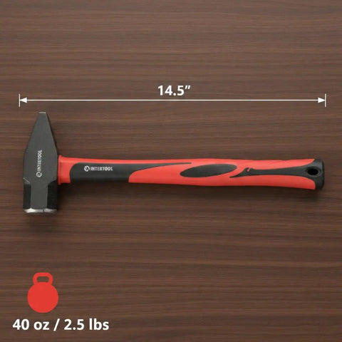 40 Oz Blacksmith Hammer For Metalworking And Welding With Shock Absorbing Anti Slip Fiberglass Handle And Forged Steel Head