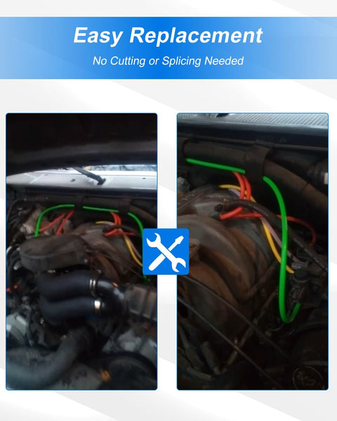Ford F-150 8mm Vacuum Line Kit 5 Piece Replacement Hoses installed on 1992 to 1996 engines, showing colored silicone hoses.