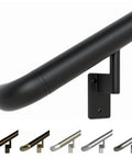 Sturdy Satin Black 3 Ft Aluminum Stair Handrail Kit for Indoor and Outdoor Use, built to last with 1.6-inch round railing, pivot brackets