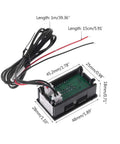 Angled front view of JAGTRADE 2-in-1 car thermometer and voltmeter module with red/black wires and square LED display