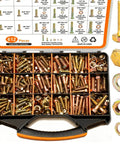 612-Piece SAE Grade 8 Bolts And Nuts Kit, heavy duty yellow zinc plated with washers, sizes 1/4-20 to 1/2-13, stored in case