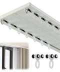 Heavy Duty Double Row Curtain Track Rollers In Bright White Including 200 Pieces for smooth ceiling installation and gliding.