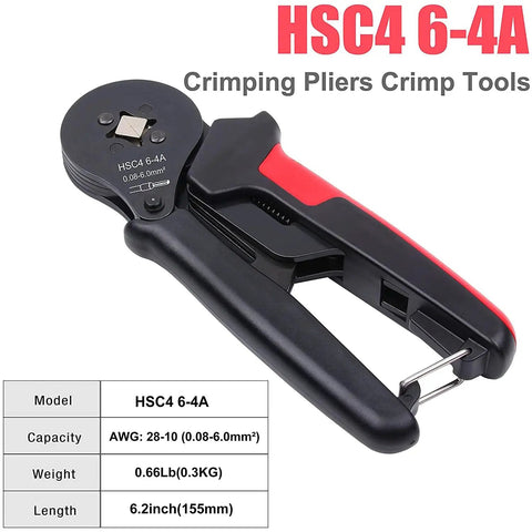 Mini 6-4 Ferrule Wire Terminals Kit With Crimp Plier, Insulated End Ferrules, Wire Connectors, black and red crimping plier tool