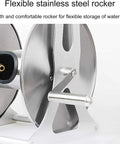 Heavy Duty Stainless Steel Garden Hose Reel With Rock Solid Wall Mount Hose Storage And Retractable Hose Holder For Up To 40 Meters of water hose showing flexible stainless steel rocker.