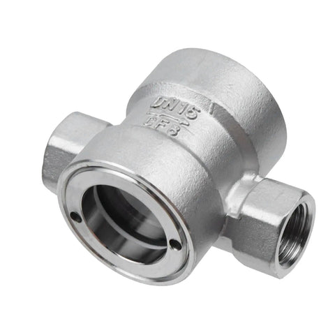 Half Inch Npt Female Flow Indicator With Window Sight Glass And Impeller for Water Pipes, 304 Stainless Steel, side view