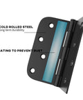 Matte Black Door Hinges 4 By 4 Inches, 12 Pack With Square And Round Corner Design, Includes 96 Matching Screws, Ideal For Interior And Exterior Doors, Tough As Nails Heavy Duty Build For Smooth Operation, showing cold rolled steel