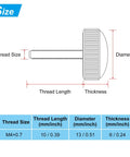 Killer M4x10mm Knurled Thumb Screws 20 Pack Black Steel hand grip bolt size diagram with measurements displayed.
