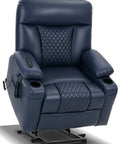 Built Tough Power Lift Recliner Chair With Heat And Massage, Cup Holders And USB Type C Ports, 400 Pound Capacity, Petite Navy Blue.