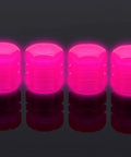 Four pink Eight Pack Fluorescent Glow Tire Valve Stem Caps Lit Car Tire Air Caps That Are Corrosion Resistant And Leak Proof
