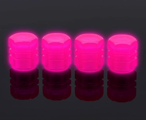 Four pink Eight Pack Fluorescent Glow Tire Valve Stem Caps Lit Car Tire Air Caps That Are Corrosion Resistant And Leak Proof