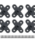 Heavy Duty Rock Solid Black Stainless Steel Pivot Hinges With Screws And Metal Brackets For Doors Windows And Cabinets Provides Smooth 360 Degree Swivel Motion, six black metal hinges with mounting screws.