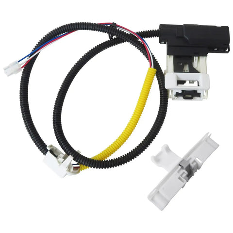 Upgraded Beefed Up Washer Lid Lock Assembly W11307244 For WTW5000DW1 NTW4516FW3 MVWC565FW3 Fits Whirlpool Maytag Amana Kenmore Crosley Inglis Roper Admiral Replacement Part Easy Install black wiring harness with white and black connectors