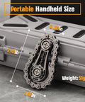 Portable size Dope Fidget Chain Toy For Kids And Adults, metal sprockets and bike gears, resting on a box