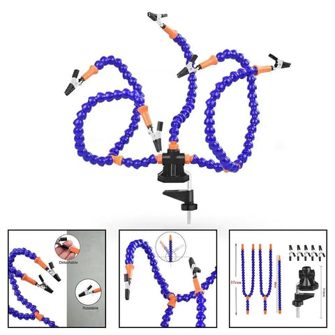 Adjustable Soldering Helping Hands Tool With 360 Degree Rotating Clips Bendable Metal Arms For Heat Resistant Clips