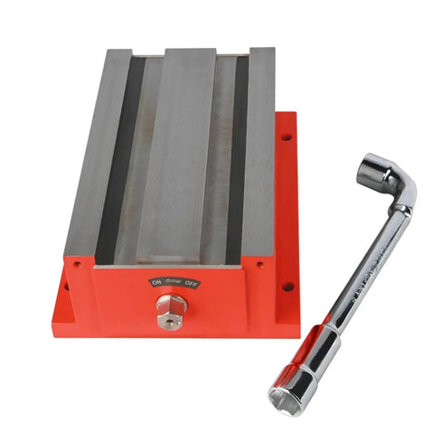 Badass Heavy Duty Manual Magnetic Vise With Rock Solid Insane Holding Power Perfect For Cnc Milling Workbench Mounts and Professional Metal Fabrication Diy Projects with steel base and wrench.