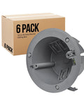 Six Pack Groundable 4 Inch Old Work Ceiling Box Set, UL Listed Flush Mount PVC Junction Box, Round Electrical Box 18 Cu In Outlet Box, Durable PVC Ceiling Electrical Box for Home Improvement Projects, 6-pack box and gray round box