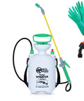 1-Gallon Handheld Sprayer With Easy-Carry Shoulder Strap And Easy Fill Funnel, Translucent White Tank, gloves and nozzle attachments