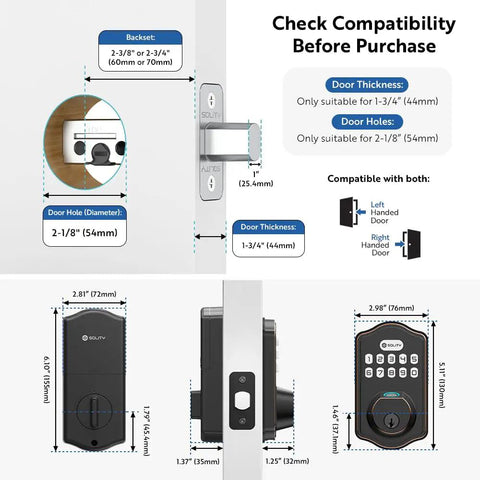 Smart Digital Deadbolt Door Lock Featuring Knockout Fingerprint Access And 50 Unique Passcodes Rock Solid Keyless Entry No Sweat Install For Front Doors Slick Oil Rubbed Bronze Case