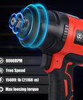 Close-up of Professional 1/2 Inch Air Impact Wrench Packs Tough As Nails 1560 Ft Lbs Of Raw Power Into A Lightweight Rubber Grip Design.