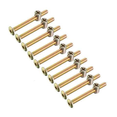 Straight Up Reliable M6 X 60mm Barrel Nuts Dowel Fixing Screws Bolts Zinc Plated Carbon Steel furniture connector screws in a row.