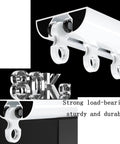 Close-up of ultra-thin ceiling mount curtain track system, white rail, hidden brackets, supports up to 80kg, for living room and bedroom.
