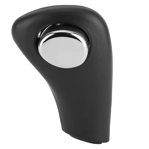 Replace Your Worn Out Button Shift Handle With This Durable Hard Plastic Gear Shift Knob For 2003 To 2006 Automatic Transmission Cars That Gets The Job Done Right Up To A Slam And Makes Driving Much Easier. black hard plastic automatic shift knob with chrome button, close-up