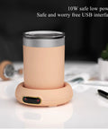 Keep Your Daily Brew Sizzling Hot This Smart Coffee Mug Warmer Uses An Ultra Smooth Metal Heating Base With Gravity Activated Control For Zero Fuss Desk Enjoyment with USB interface and soft pink base.