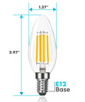 12 Pack Candelabra LED Light Bulbs 100 Watt Equivalent With 800 Lumens 3000K Soft White Dimmable Torpedo B11 Bulbs E12 Base