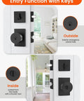 Matte Black Exterior Door Lock Set With Deadbolt, Built To Last, Front Door Knob With Lock And Key, Reversible Entry Hardware shown