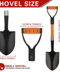 28 Inch Mini Garden Shovel With Fiberglass Handle And D Grip, Lightweight Alloy Steel Head For Kids, size specifications displayed