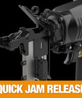 Close-up of the Pneumatic Fencing Stapler For 10.5 Gauge Staples 1 9 16 Inch Beast Of A Tool with quick jam release feature.