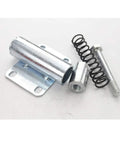 Hella Sturdy 3 Inch Heavy Duty Spring Gate Wheels Featuring Adjustable Shock Absorber Casters components including a spring, bolt, and metal housing.