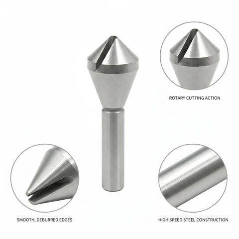 4 Piece Pro Grade High Speed Steel Deburring Tool Kit For Metal Holes And Sheet Metal Edges Chamfer Cutter in focus