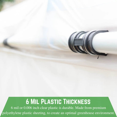 Clear 6 Mil Greenhouse Plastic Sheeting For Hoop Houses UV Resistant Polyethylene Film 25 Foot By 40 Foot Coverage Heavy Duty Garden Cover For Gardening Farming Agriculture