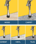 Heavy Duty Kickdown Door Stopper Set Of Four Built Tough Bottom Door Holders With Adjustable Rubber Pads on wood, carpet, cement, vinyl, and tiles.