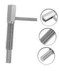 Dang Solid Stainless Steel Indexing Plunger Pin And Spring Loaded Safety Pin For Tough Mechanical Jobs With Straight Up Grip. Close-up of pin with hex head and smooth surface.