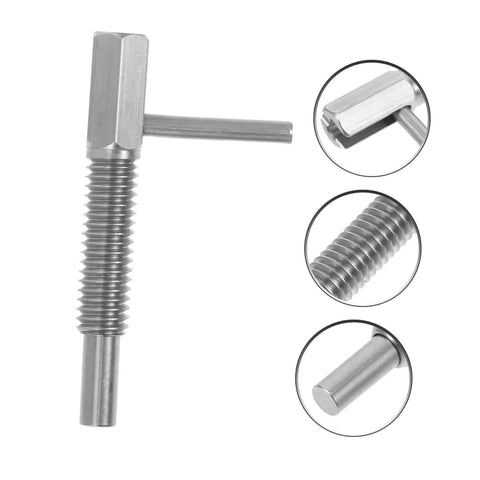 Pro Grade Stainless Steel Retractable Plunger Pin With Beefy L Shaped Thumb Knobs For Toolboxes Screens And Furniture showing spring loaded design.