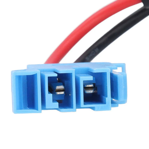 Close-up of blue connector from Battery Adapter And Conversion Kit With Wire Harness Connector And Fuze Holder For 18V LiIon Batteries