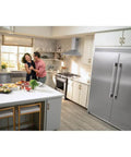 Sleek Smudge Proof Stainless Steel Upright Freezer With 18.9 Cubic Feet Storage And Smooth Glide Out Ice Maker in modern kitchen.