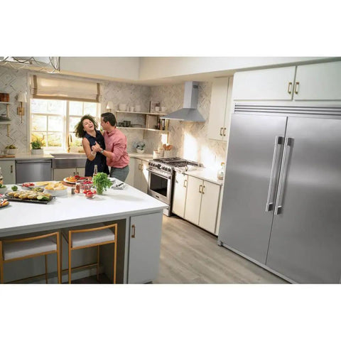 Sleek Smudge Proof Stainless Steel Upright Freezer With 18.9 Cubic Feet Storage And Smooth Glide Out Ice Maker in modern kitchen.