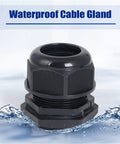 PG21 Nylon Cable Gland Joint Waterproof IP68 Locknut Kit for 13-18 mm Cable in Black, Dust Proof and Chemical Resistant