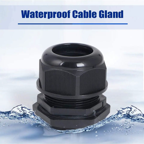 PG21 Nylon Cable Gland Joint Waterproof IP68 Locknut Kit for 13-18 mm Cable in Black, Dust Proof and Chemical Resistant
