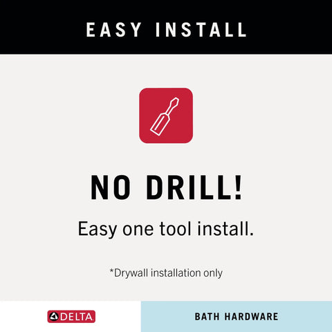 Slick SpotShield Brushed Nickel 4 Piece Bathroom Hardware Set easy install graphic with no drill icon for drywall setup