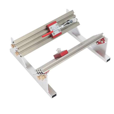Dead On Accuracy Table Saw Drawer Jig Locator Features Built In Tilt Limiters And Dual Height Slides, aluminum frame with adjustable slots.