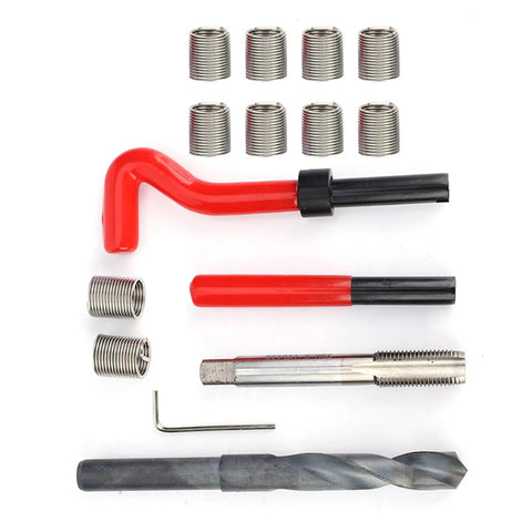 15-Piece M14x1.5 Stainless Steel Helical Thread Repair Insert Kit With Tools for Damaged Internal Threads in Various Materials