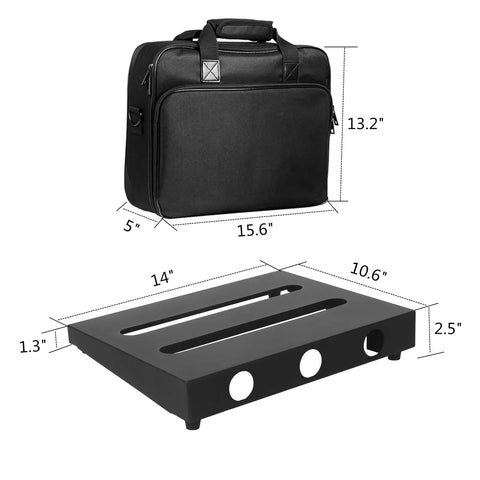 Sturdy 14 By 10.6 Inch Guitar Pedal Board With Carry Bag Angled Eight Degrees For Easy Access Fits Six To Eight Effects Pedals Steel Construction