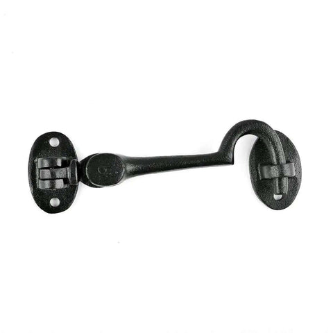 Heavy Duty 4.5 Inch Black Wrought Iron Swivel Style Hook And Eye Door Latch With Mounting Hardware For Rustic Colonial Look