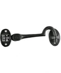 Super Sturdy Hefty Swivel Cabinet Latch Lock Made From Dense Wrought Iron With A Sleek Black Coating That Really Kicks Rust To The Curb While Upgrading Your Vintage Home Decor 4.5 Inch 4 Pack - single latch with curved design.